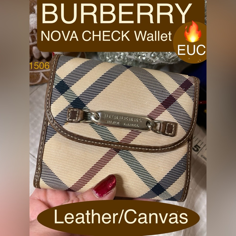 BURBERRY Womens NOVA CHECK Bifold Wallet w/snap coin pouch🔥EUC🎁Gift Idea